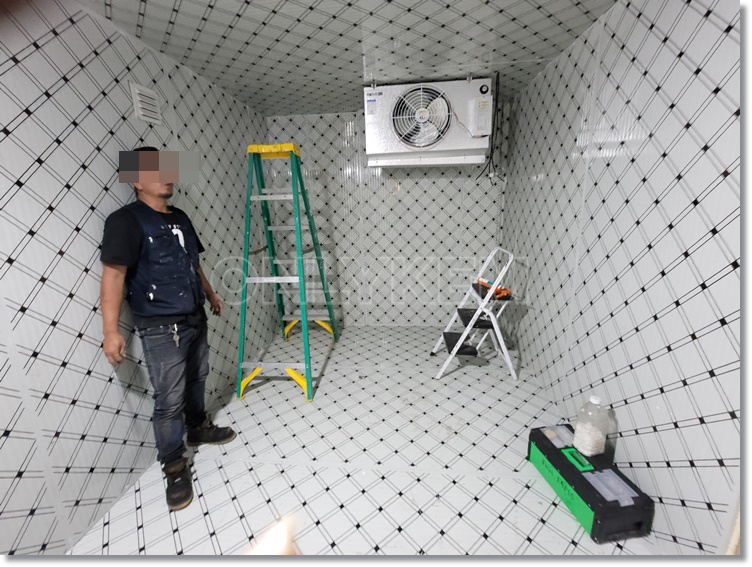 Installation of walk-in freezer for storing frozen meat